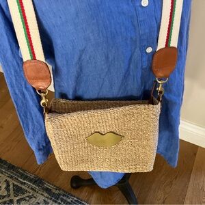 Clare V Stylish Tan Crossbody Bag with Gold Accent.